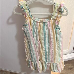 wonder nation Pastel Striped Ruffle Tank Top - Pink, Yellow, Mint, Cream